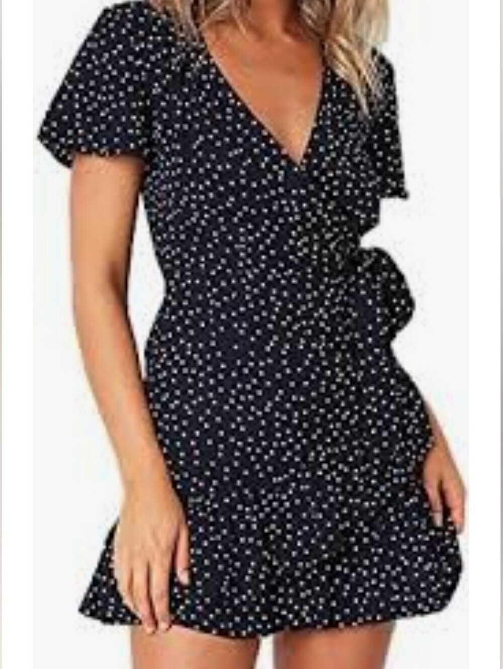 Relipop Navy Polka Dot Wrap Dress